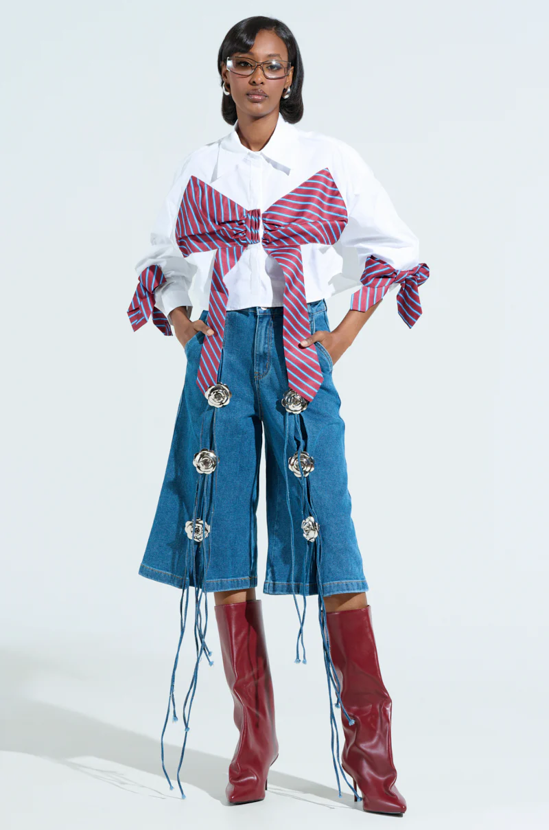 GRUNGE ROSE DENIM BERMUDA SHORTS - Image 4