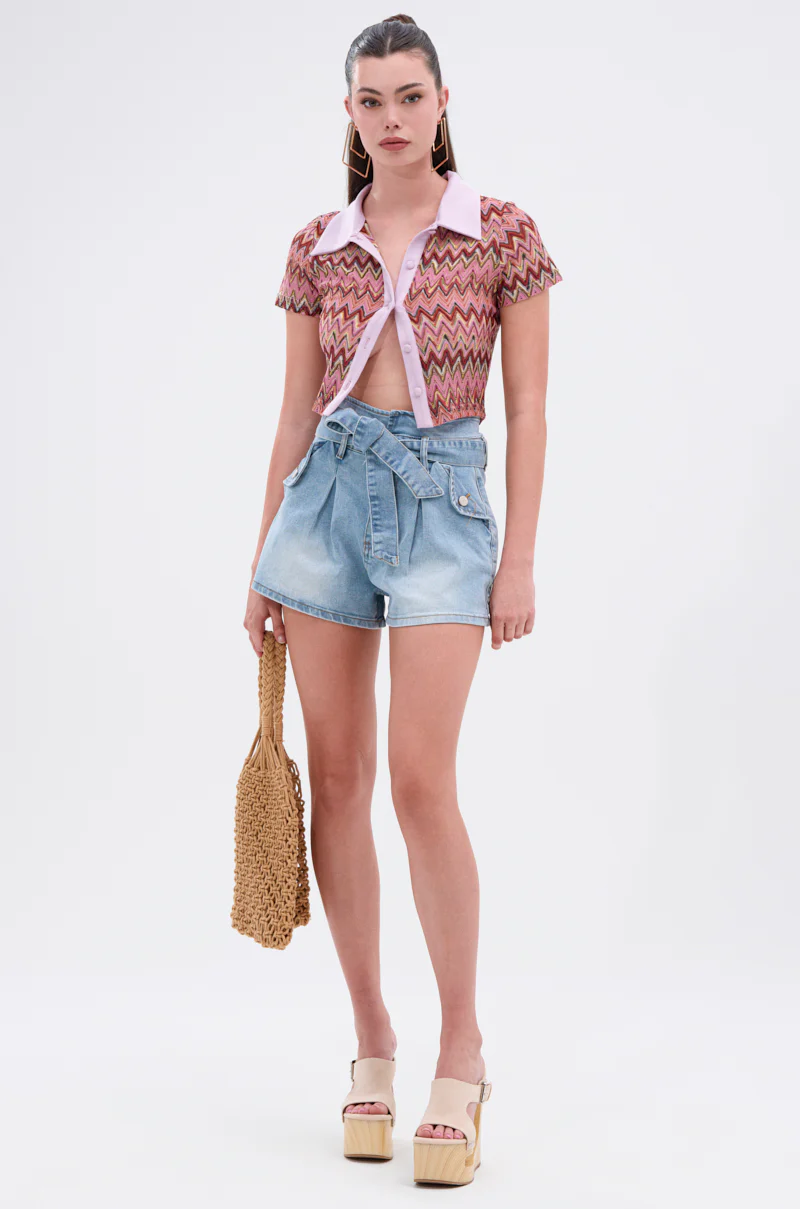 GUESS WHO DENIM SHORT WITH TIE BELT - Image 4