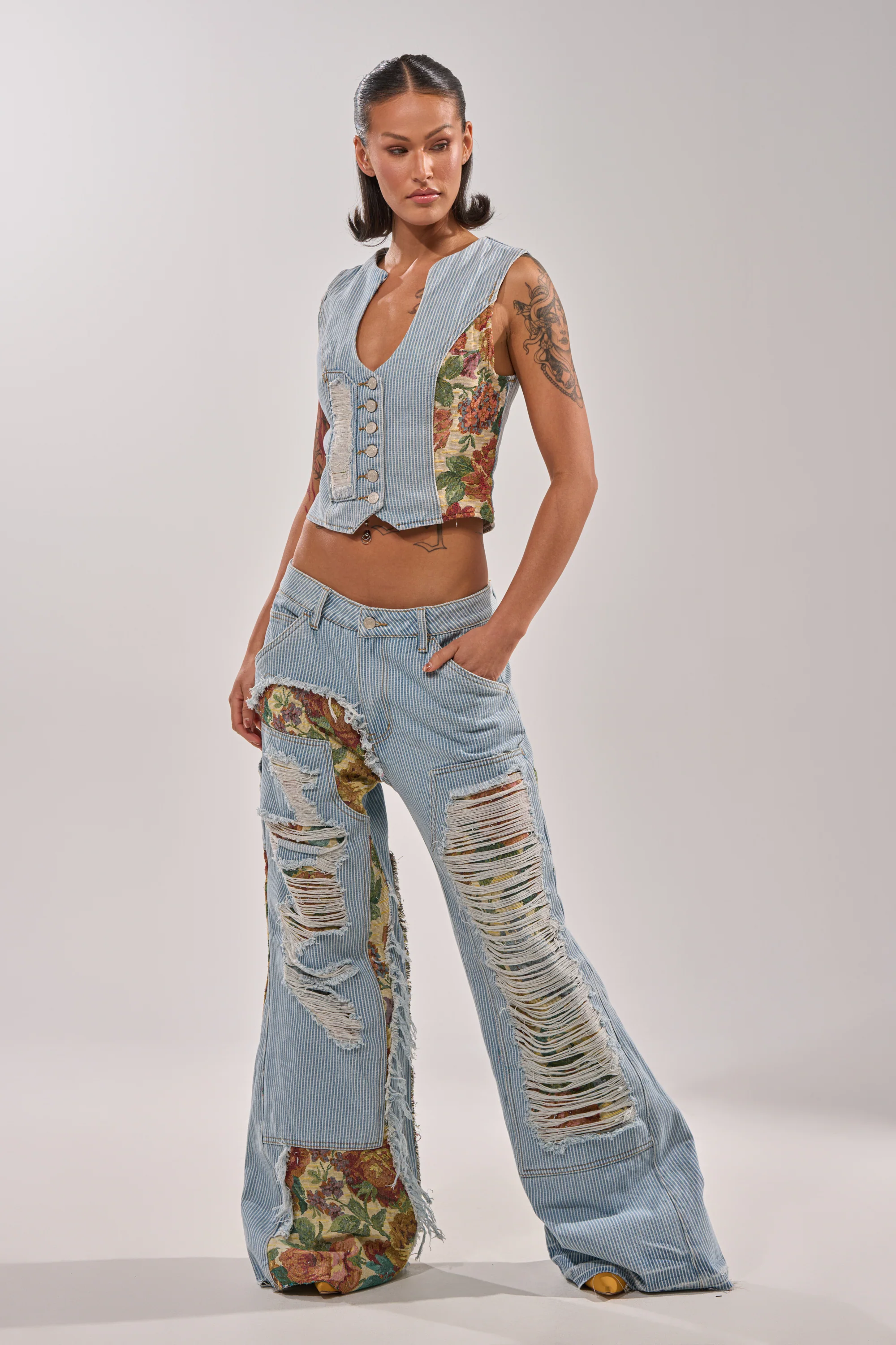 GUESS WHO STRIPE DENIM BUTTON DOWN - Image 4