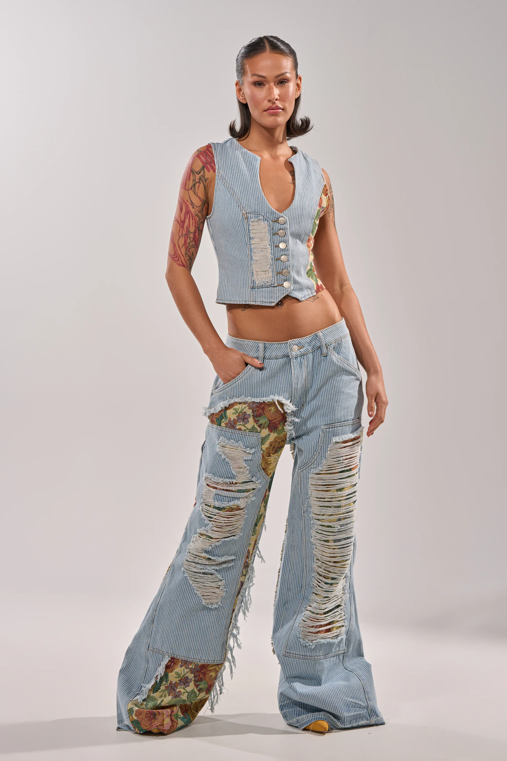 GUESS WHO STRIPE DENIM BUTTON DOWN - Image 6