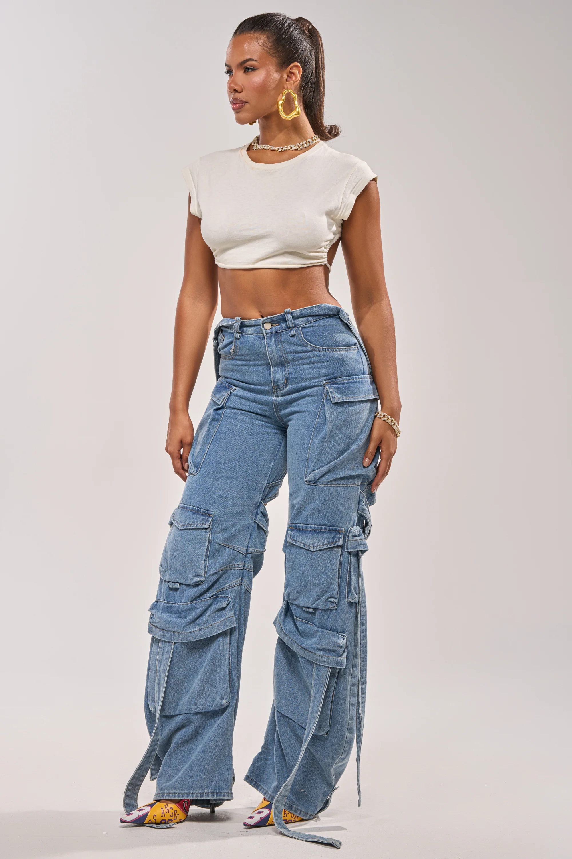 CHECK OUT THE BACK CUTOUT RELAXED DENIM