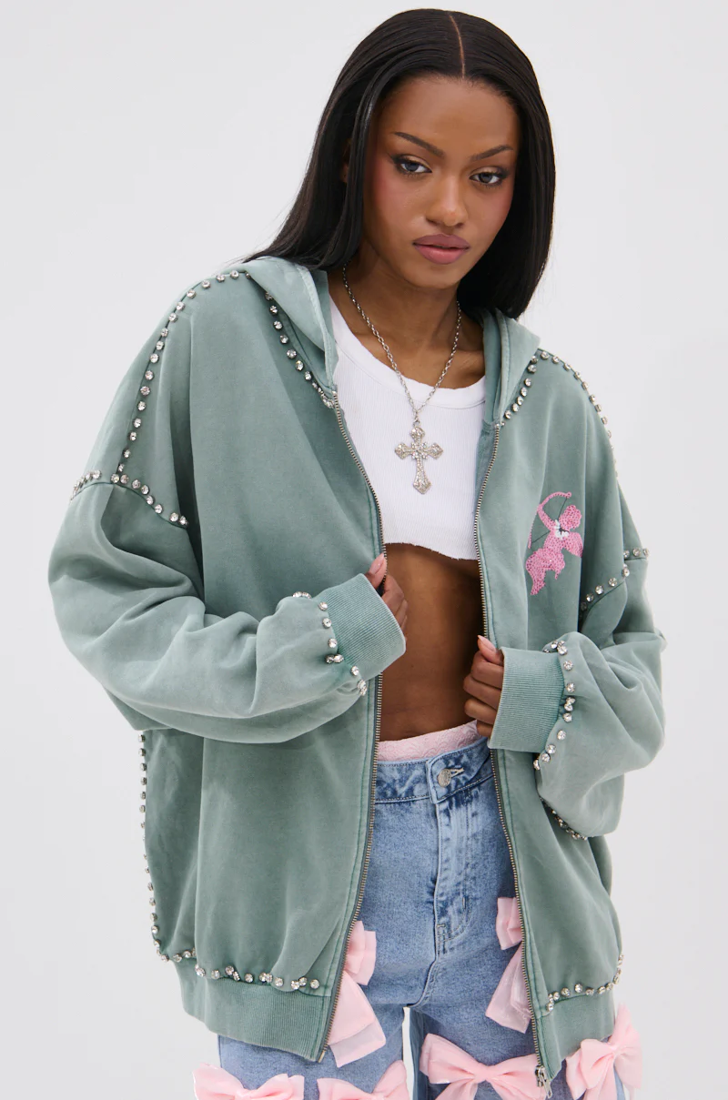 HAND MADE ZIP UP SWEATSHIRT - Image 3