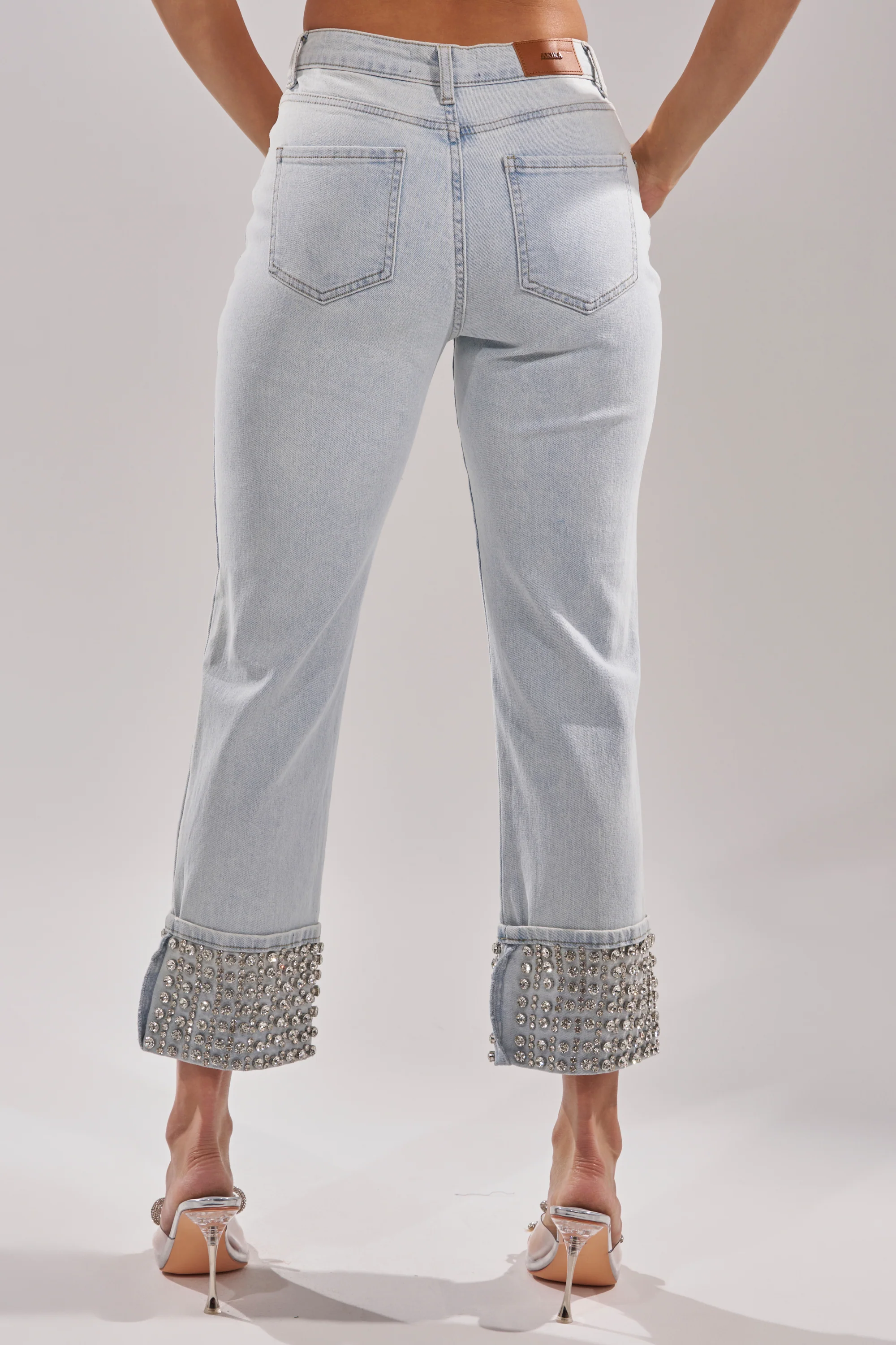 HANNI RHINESTONE DENIM CROPPED PANT - Image 5