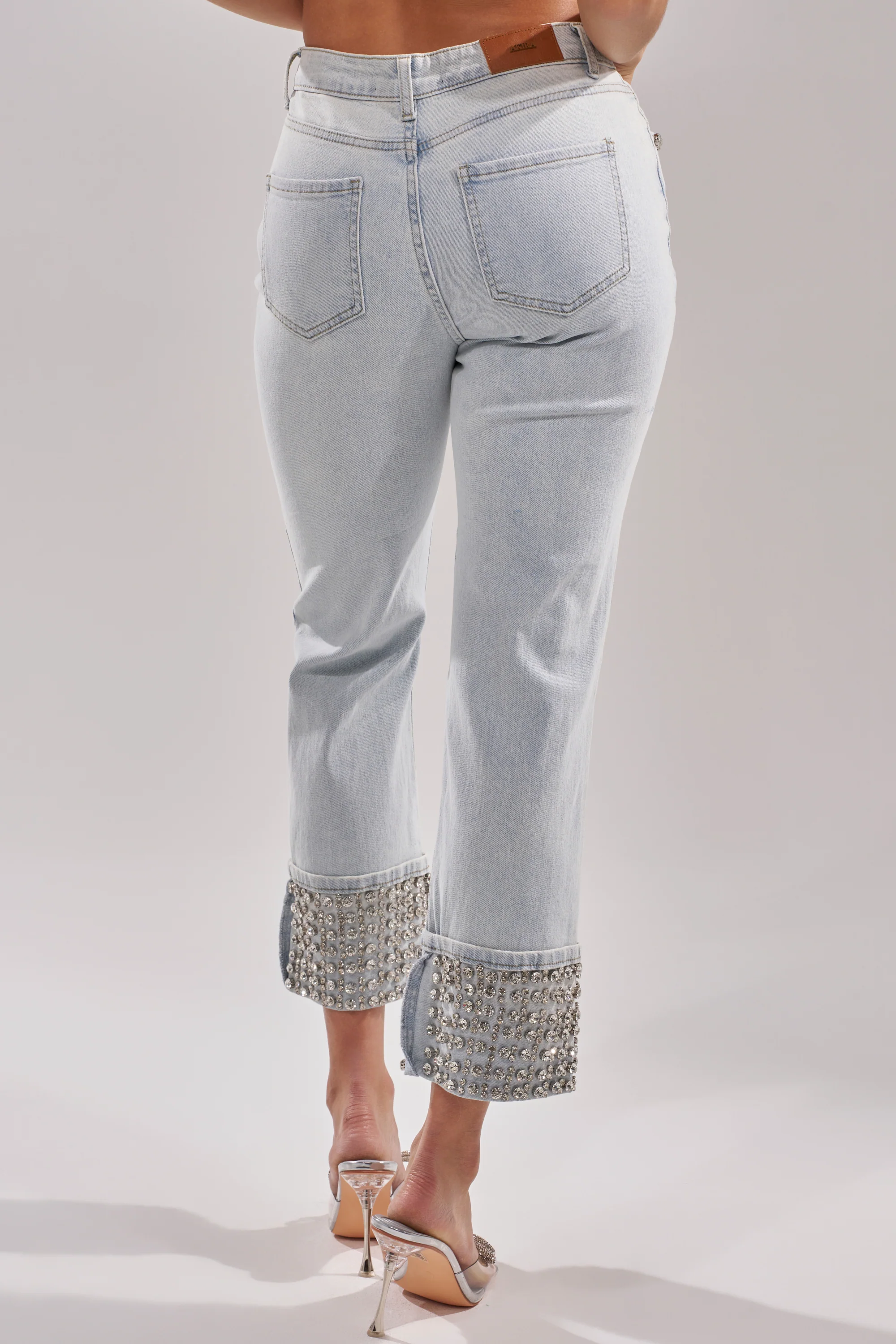 HANNI RHINESTONE DENIM CROPPED PANT - Image 6