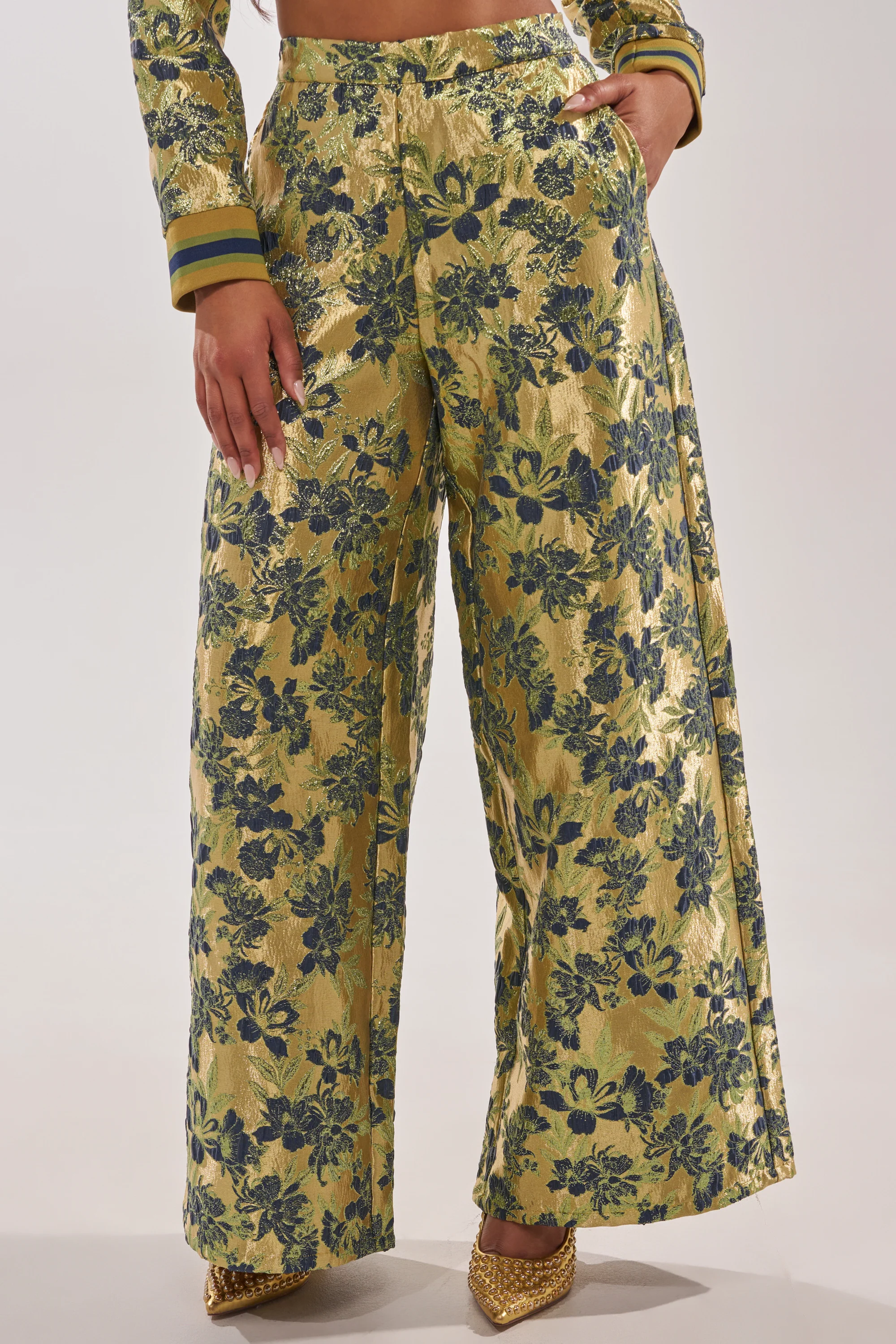 HARLOW BROCADE WIDE LEG PANT - Image 3