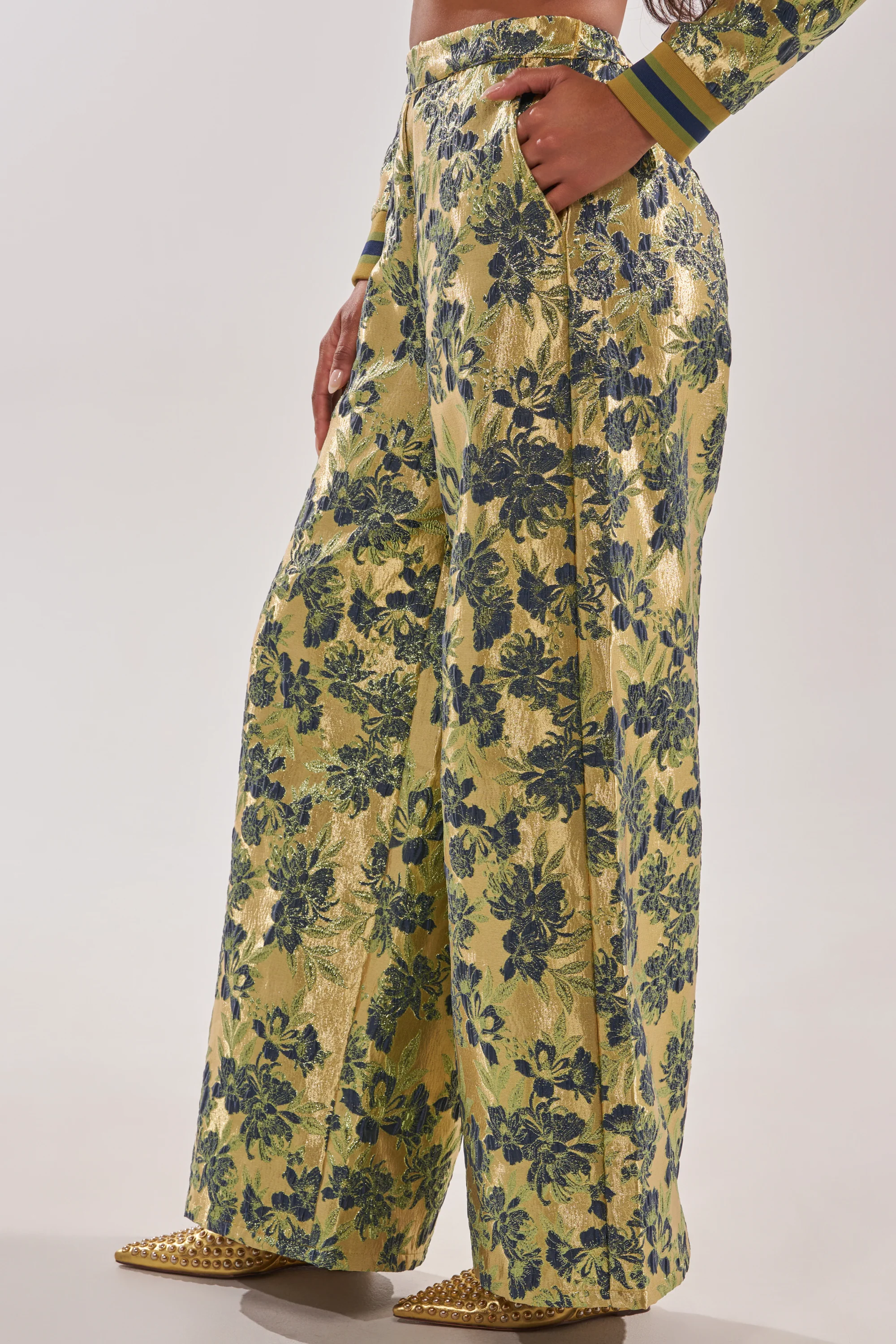 HARLOW BROCADE WIDE LEG PANT - Image 4