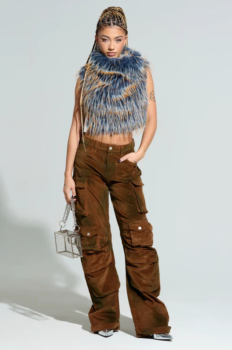 HEADED TO ASPEN SLEEVELESS FUR TOP IN BLUE - Image 6