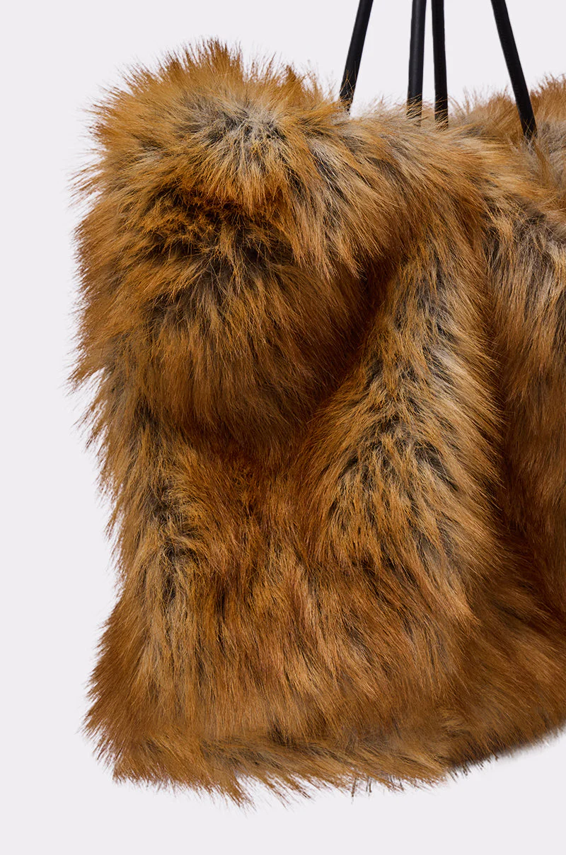 HERE FOR A GOOD TIME FAUX FUR TOTE - Image 5