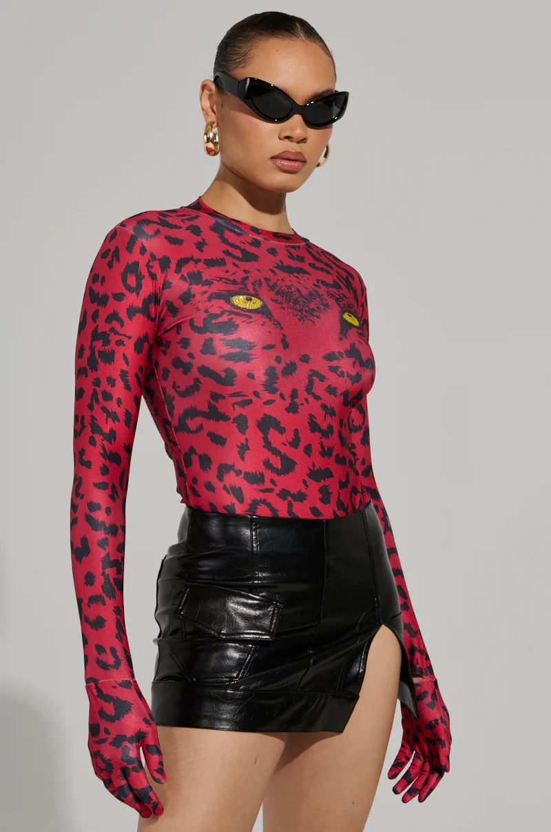 HERE KITTY GLOVED CHEEKY BODYSUIT IN BURGUNDY - Image 2
