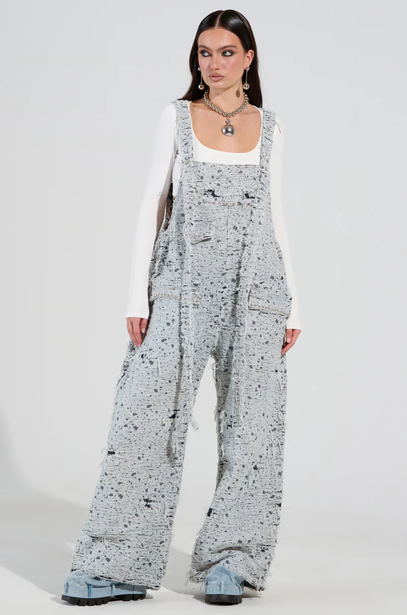 HERE TO SHRED DISTRESSED DENIM OVERALLS - Image 2