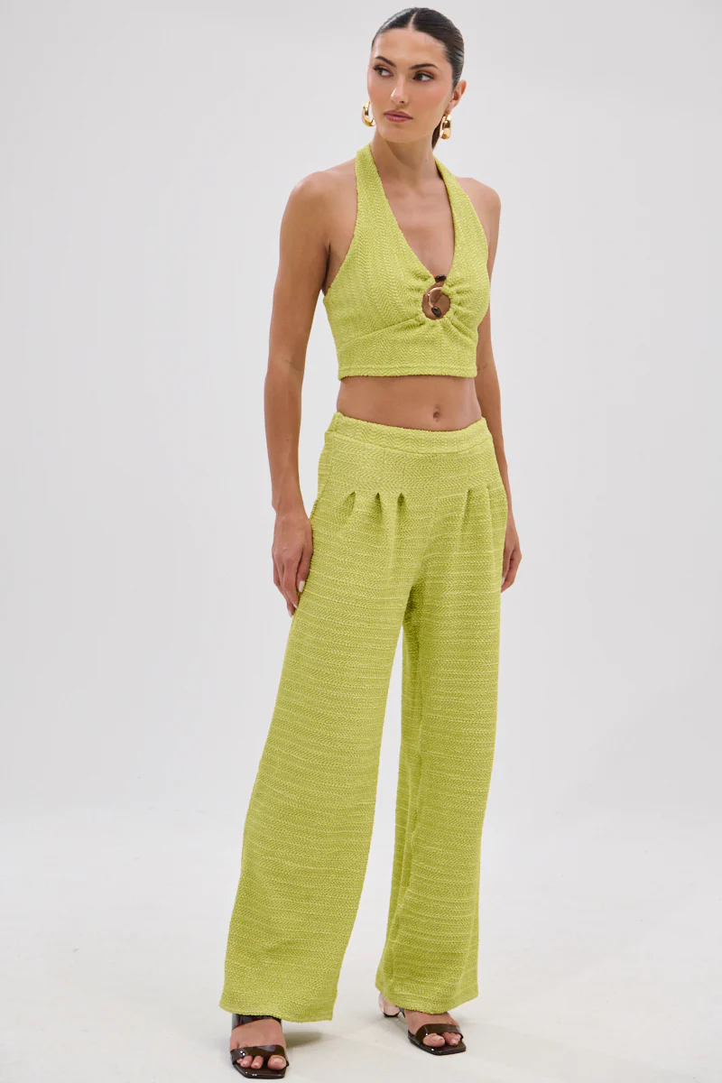 HOLLYWOOD SLINKY TEXTURED PALAZZO PANT IN GREEN - Image 7