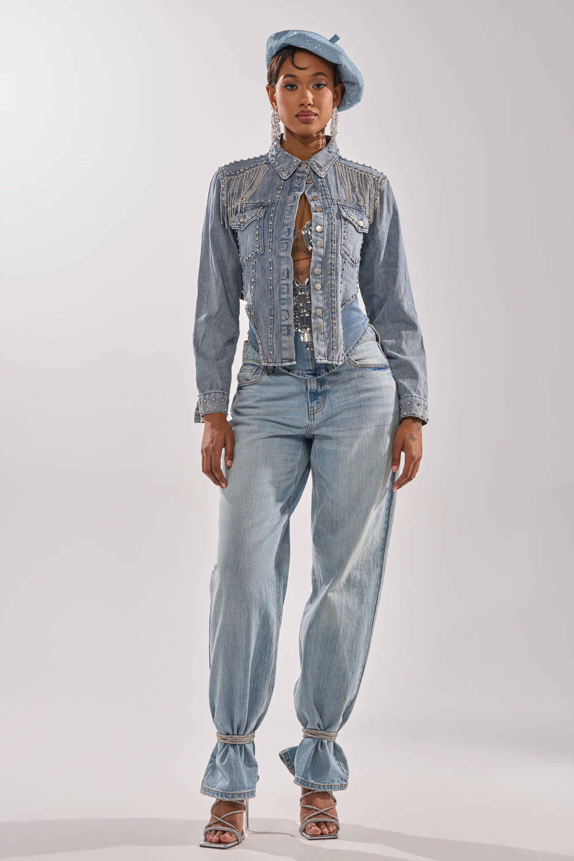 HOOKED ON YOU EMBELLISHED DENIM JACKET - Image 7