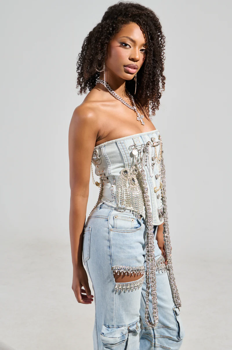 HOUDINI EMBELLISHED DENIM CORSET - Image 4