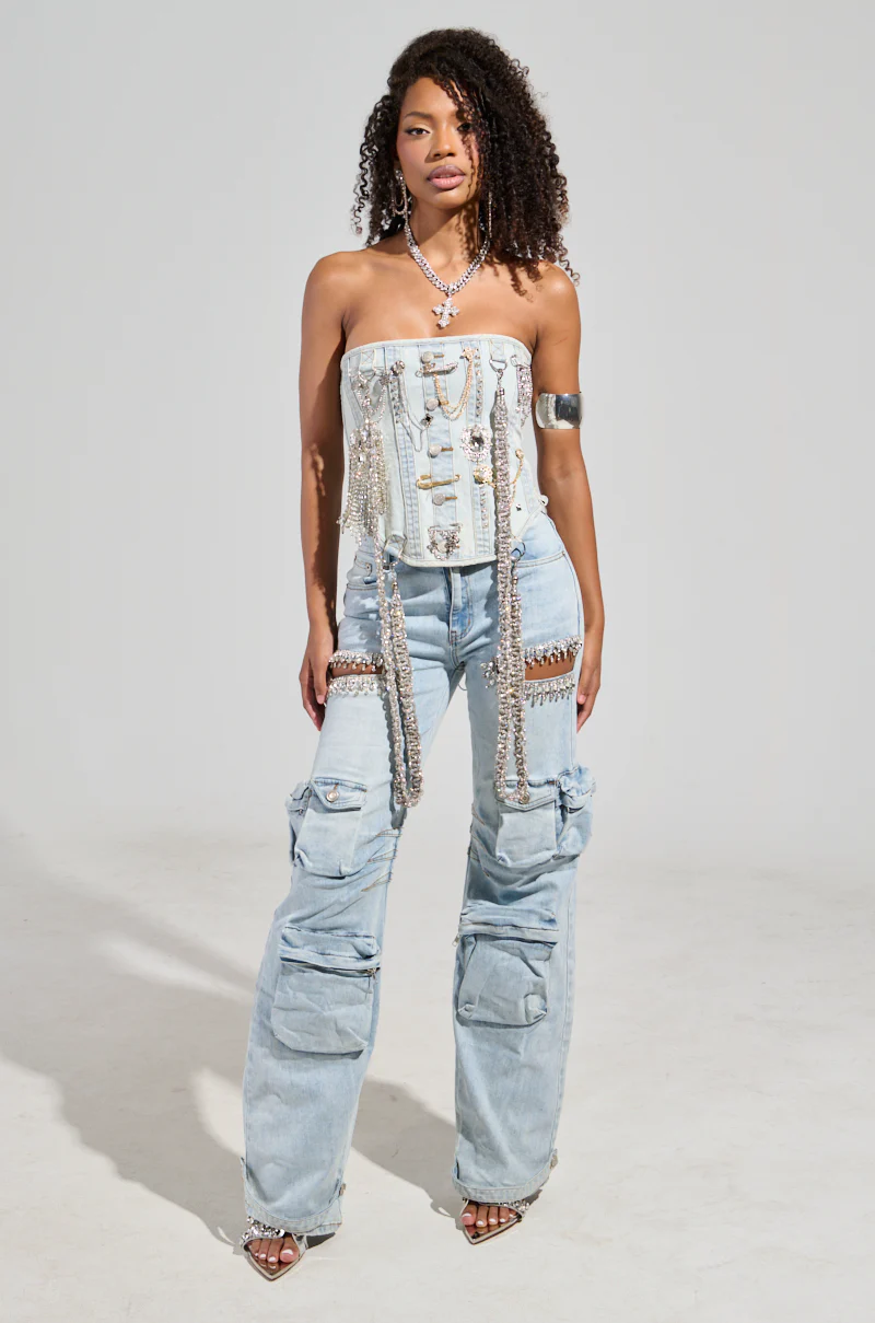 HOUDINI EMBELLISHED DENIM CORSET - Image 7