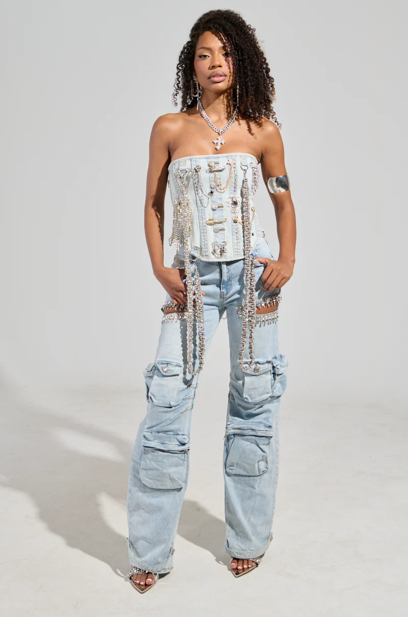 HOUDINI EMBELLISHED DENIM CORSET - Image 9