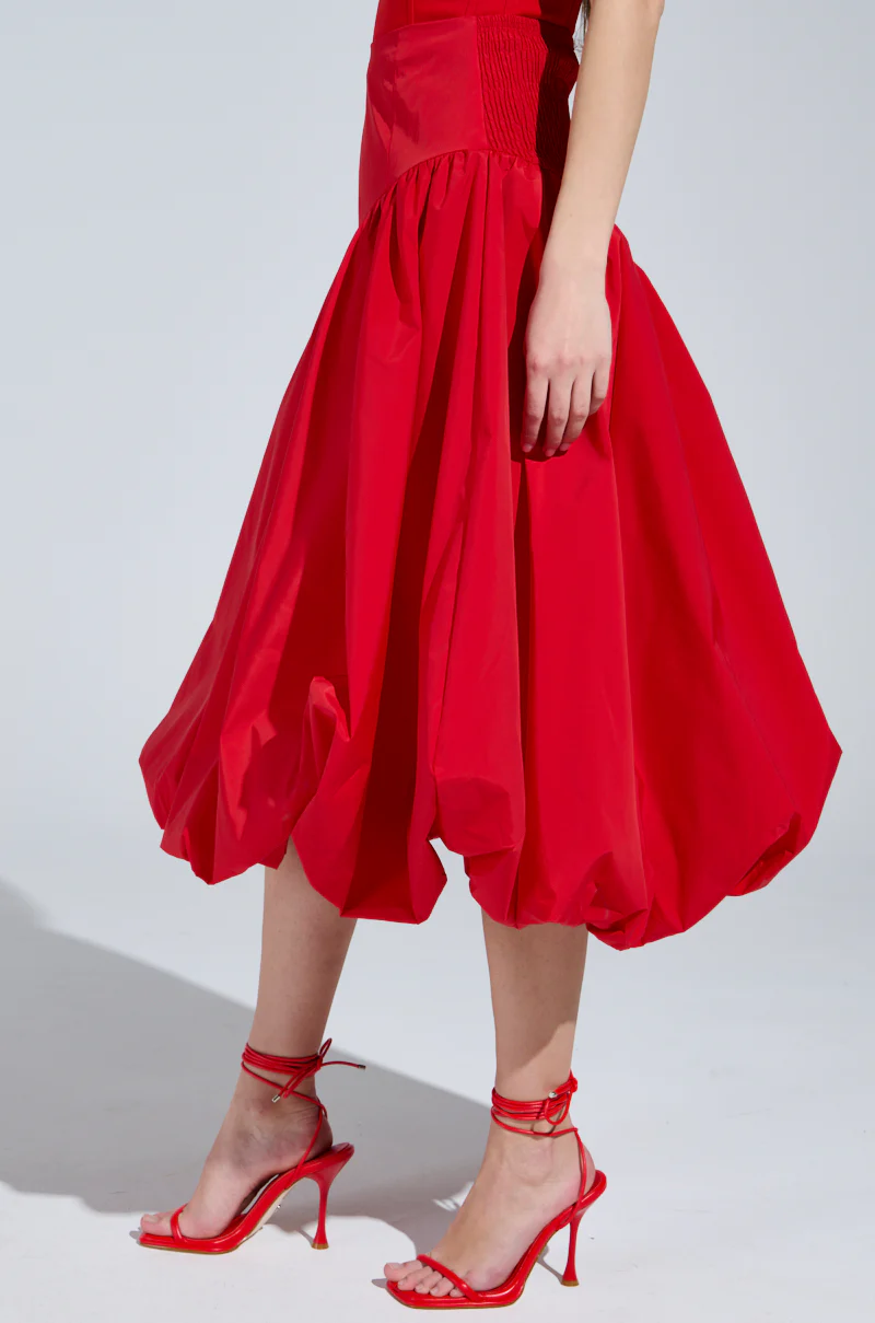 I FOUND YOU DROP WAIST MIDI SKIRT IN RED - Image 3