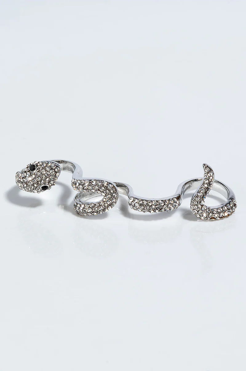 IN THE GRASS SNAKE RHINESTONE STATEMENT RING