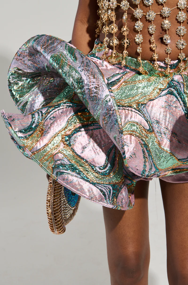 IN YOUR DREAMS METALLIC BROCADE RUFFLE SKIRT - Image 8