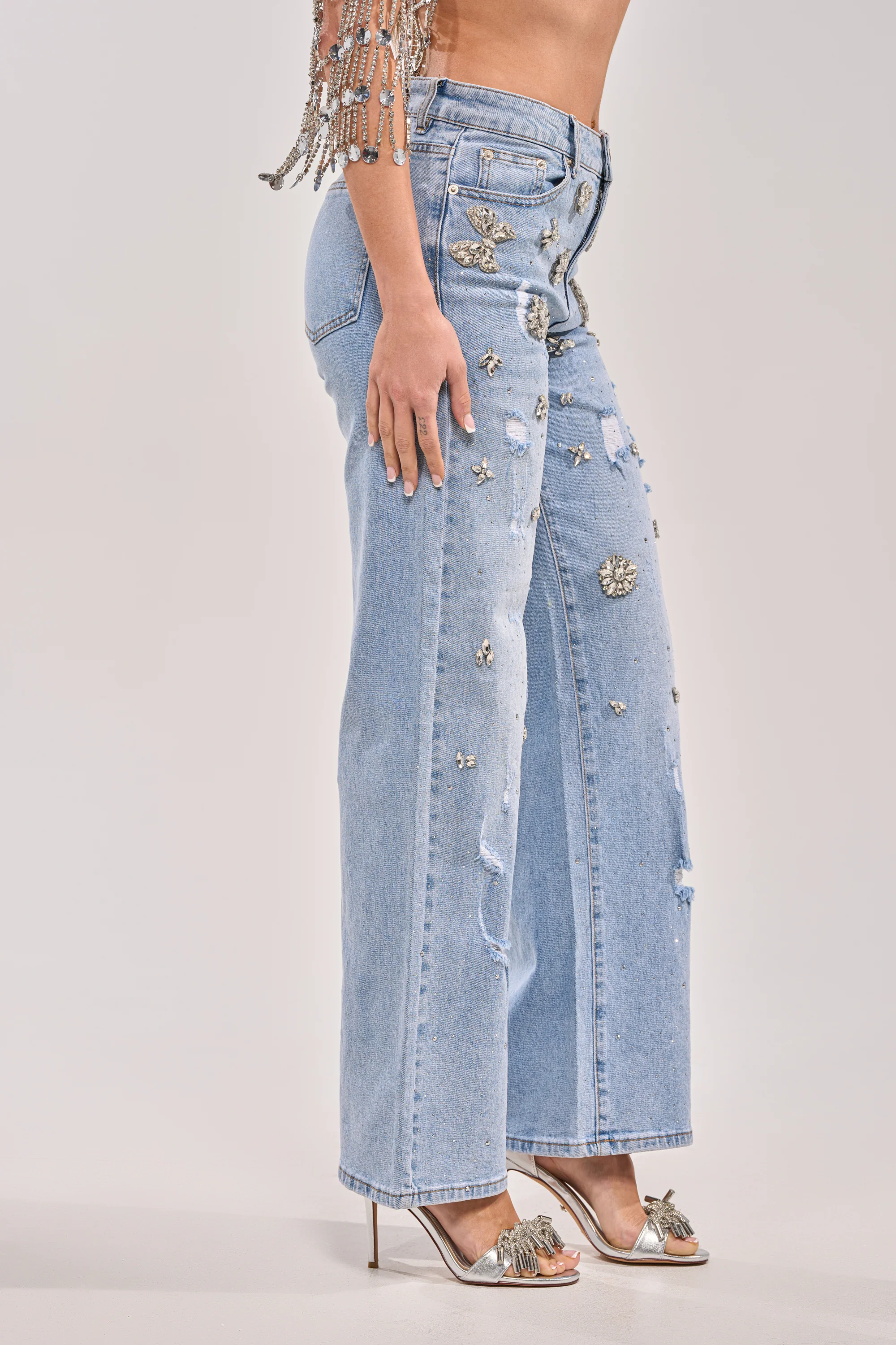 IN YOUR DREAMS RHINESTONE DENIM JEANS - Image 6