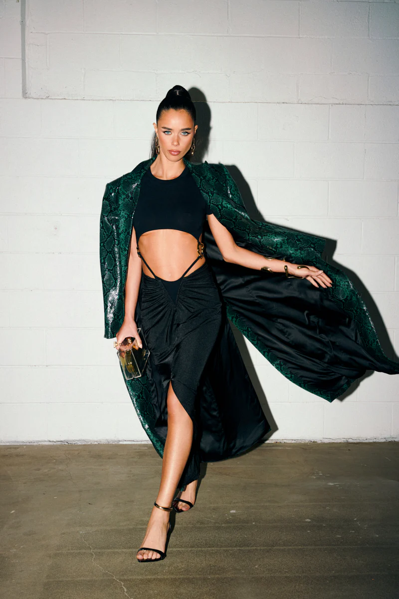 INCOGNITO SNAKE PRINT TRENCH IN GREEN - Image 3