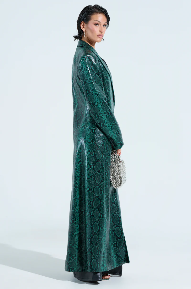 INCOGNITO SNAKE PRINT TRENCH IN GREEN - Image 8