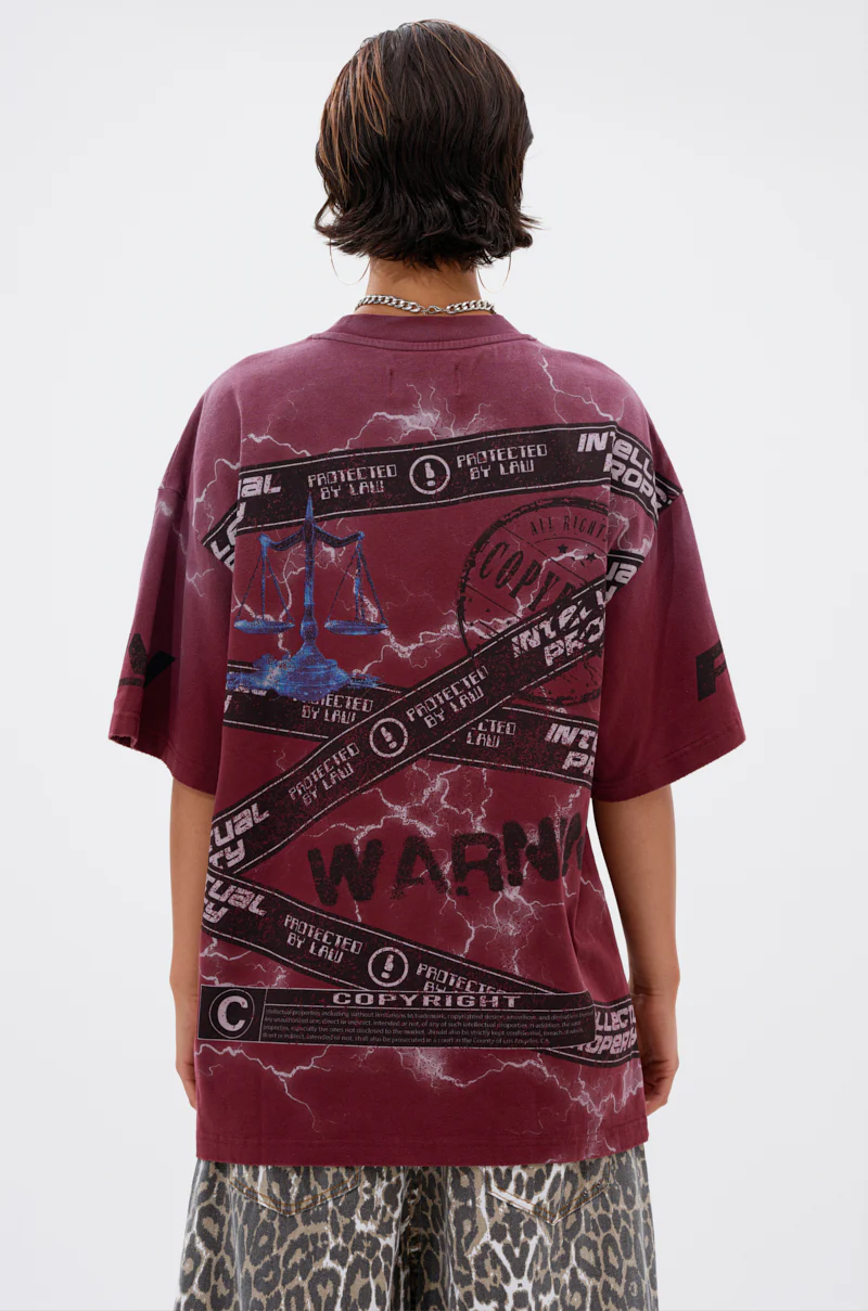 FIRST ROW INTELLECTUAL PROPERTY GRAPHIC TEE IN BURGUNDY - Image 4