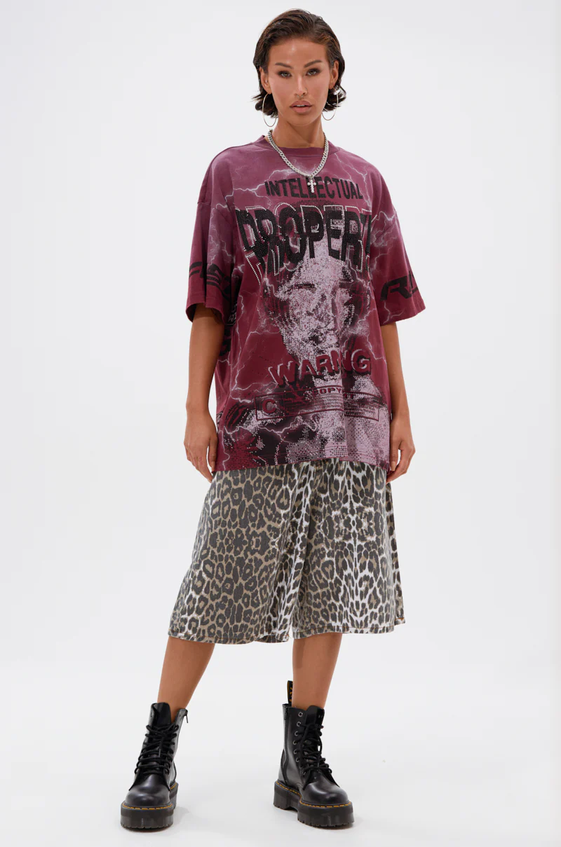 FIRST ROW INTELLECTUAL PROPERTY GRAPHIC TEE IN BURGUNDY - Image 5
