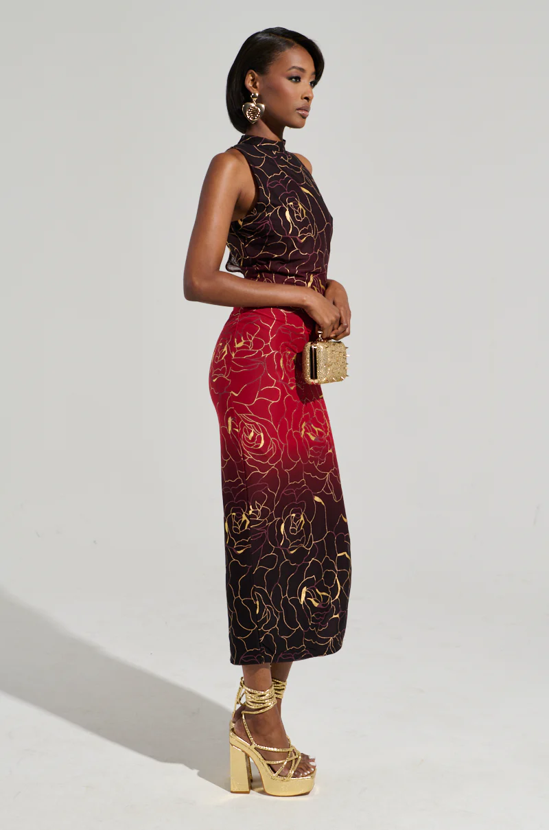IRIS METALLIC OMBRE PRINTED MIDI DRESS - Image 4