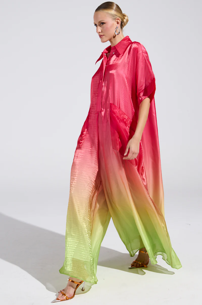 ISLA OMBRE OVERSIZED SATIN JUMPSUIT IN PINK - Image 2