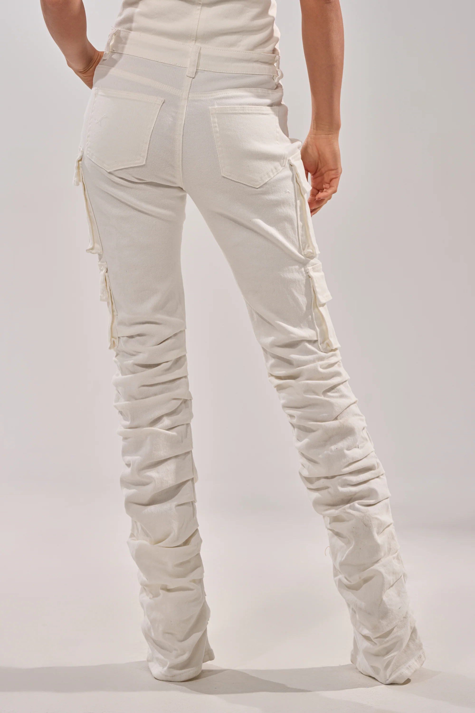 IT GETS EASIER STACKED CARGO PANT IN WHITE - Image 6