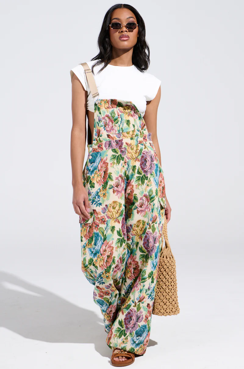 IT'S GIVING VINTAGE TAPESTRY OVERALLS - Image 3