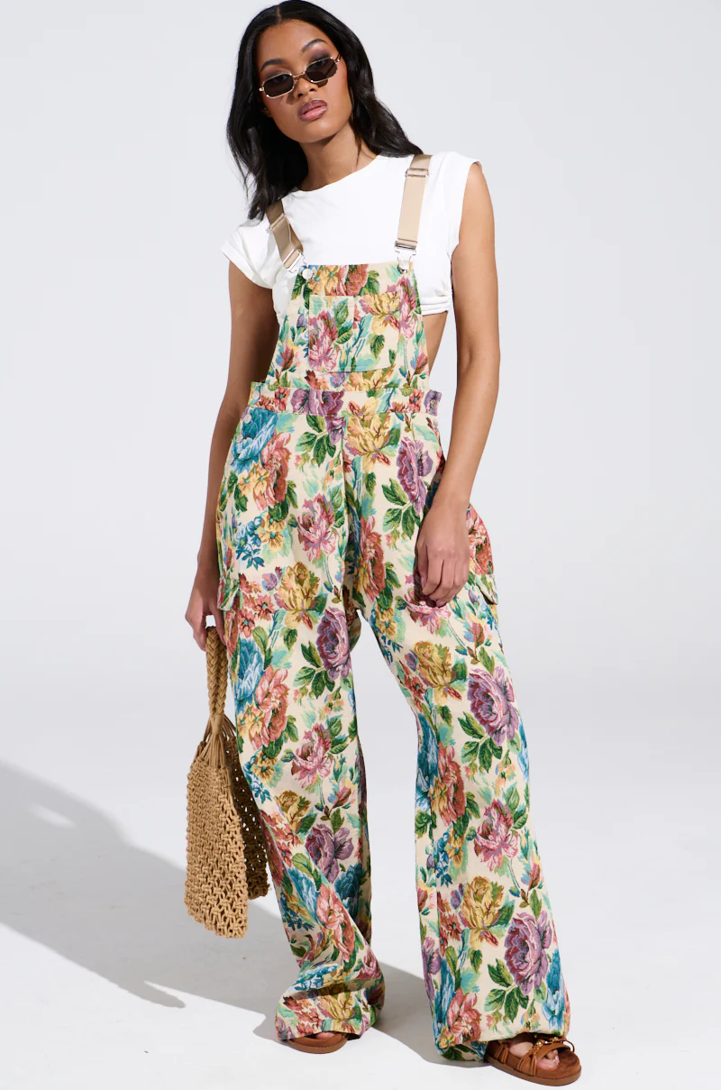IT'S GIVING VINTAGE TAPESTRY OVERALLS - Image 4