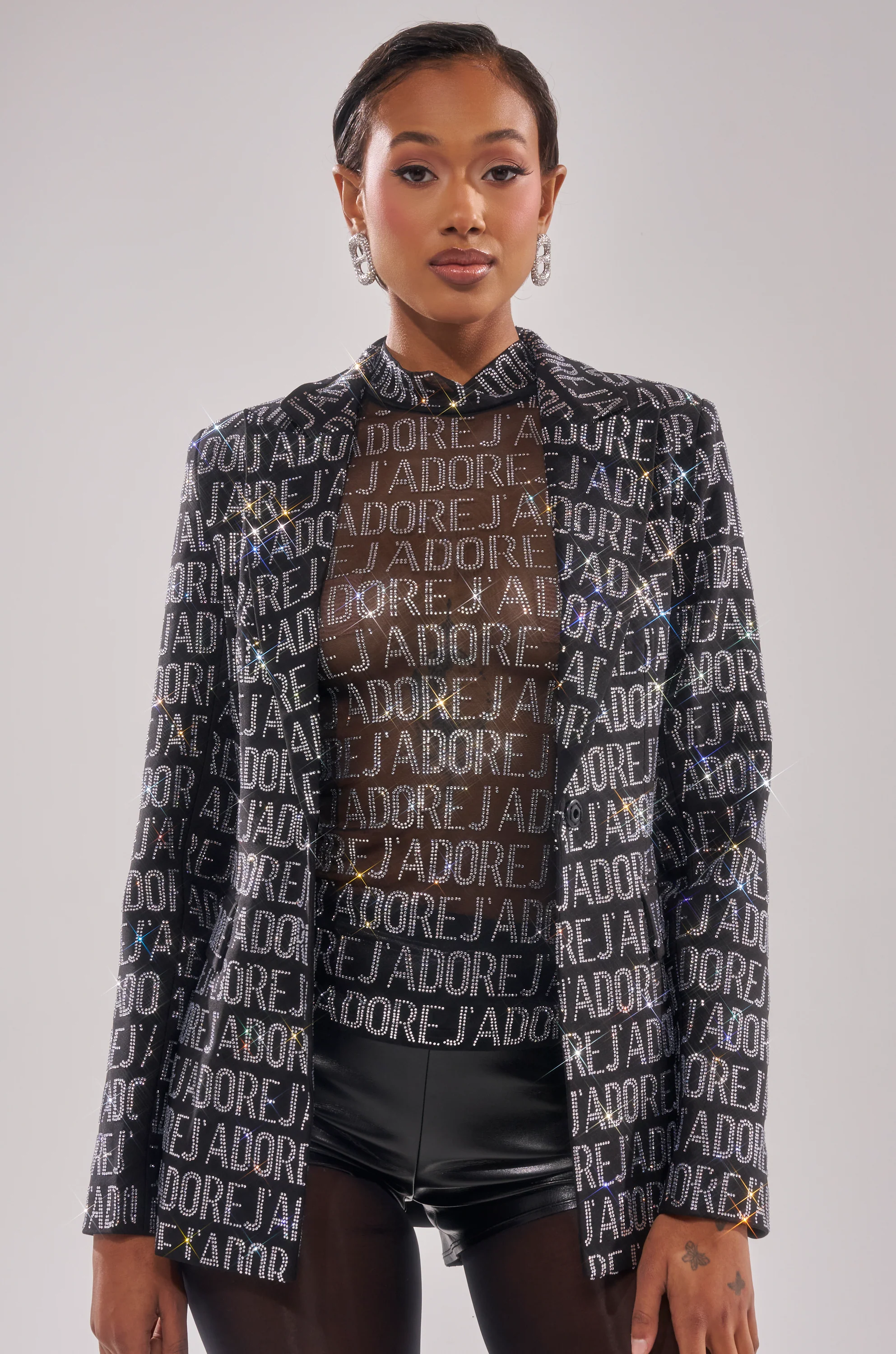 J'ADORE EMBELLISHED MESH TOP - Image 2
