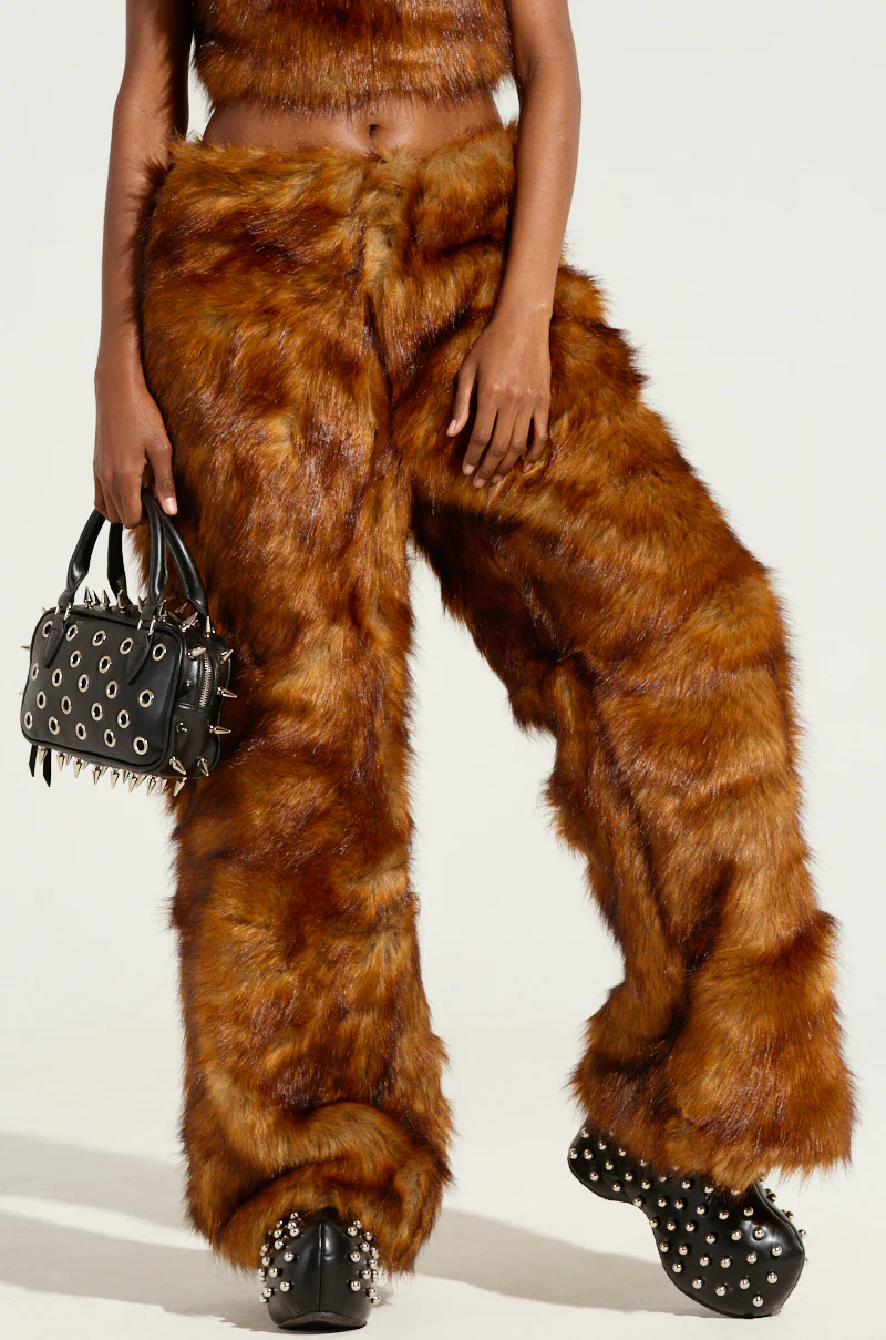JODIE WIDE LEG FASHION FUR PANT - Image 2