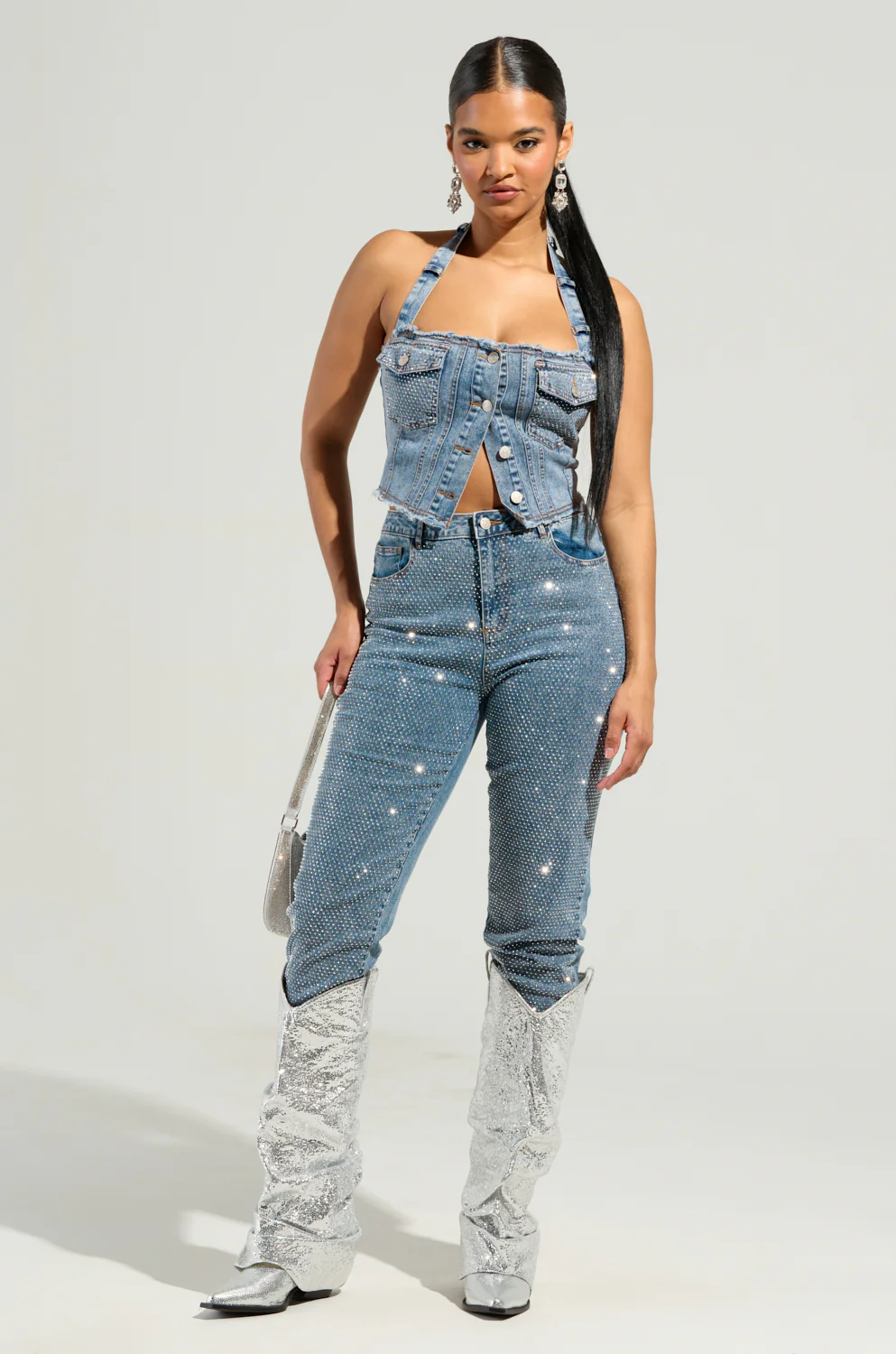 JOLIE RHINESTONE EMBELLISHED TAPERED JEAN - Image 6
