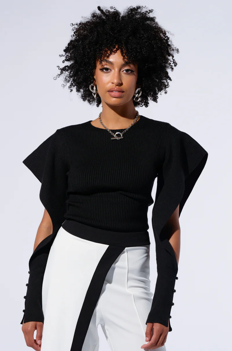 JULIA LONG SLEEVE SWEATER IN BLACK - Image 2