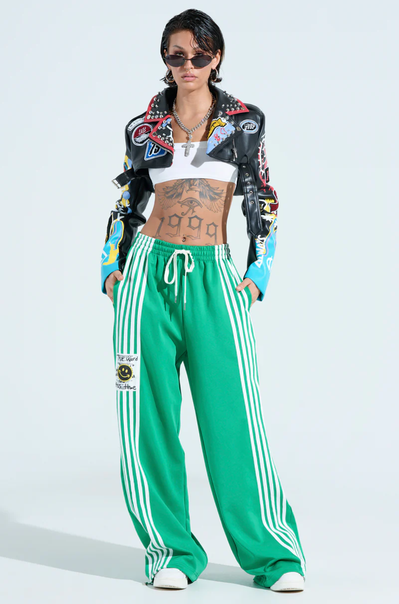JUMP AROUND WIDE LEG JOGGER IN GREEN - Image 7