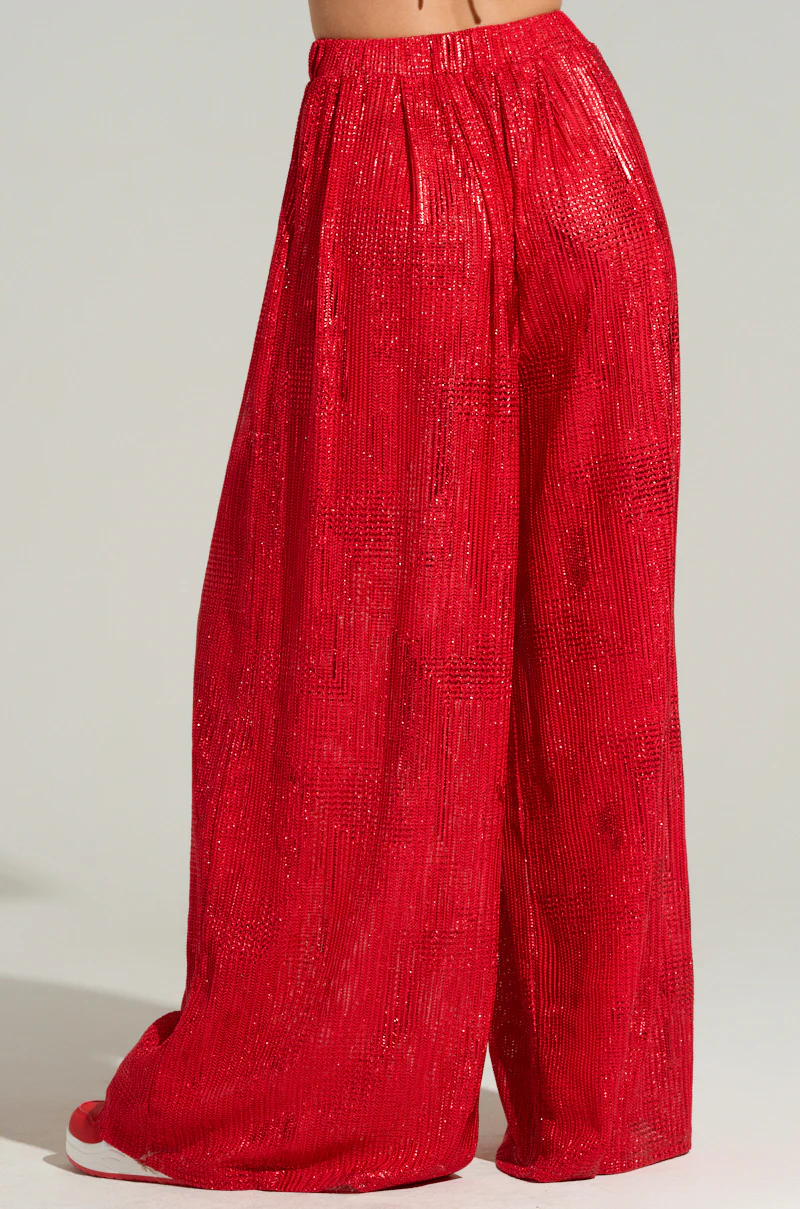 JUST LIKE MAGIC METALLIC WIDE LEG PANT IN RED - Image 4