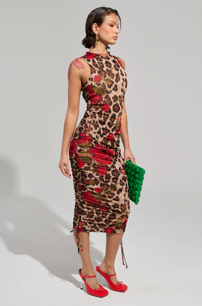 KALILAH PRINTED MESH MIDI DRESS - Image 5