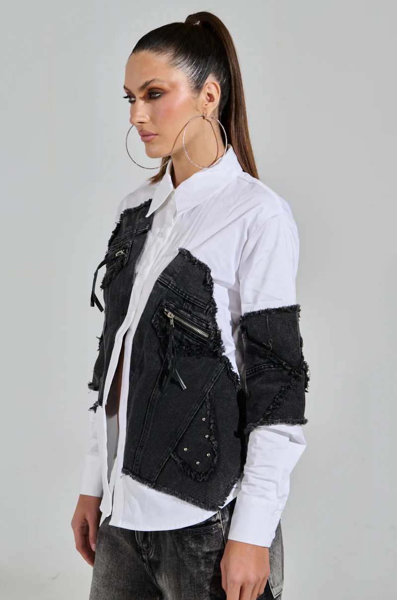 KATRINA PATCHED UP BUTTON DOWN SHIRT - Image 3