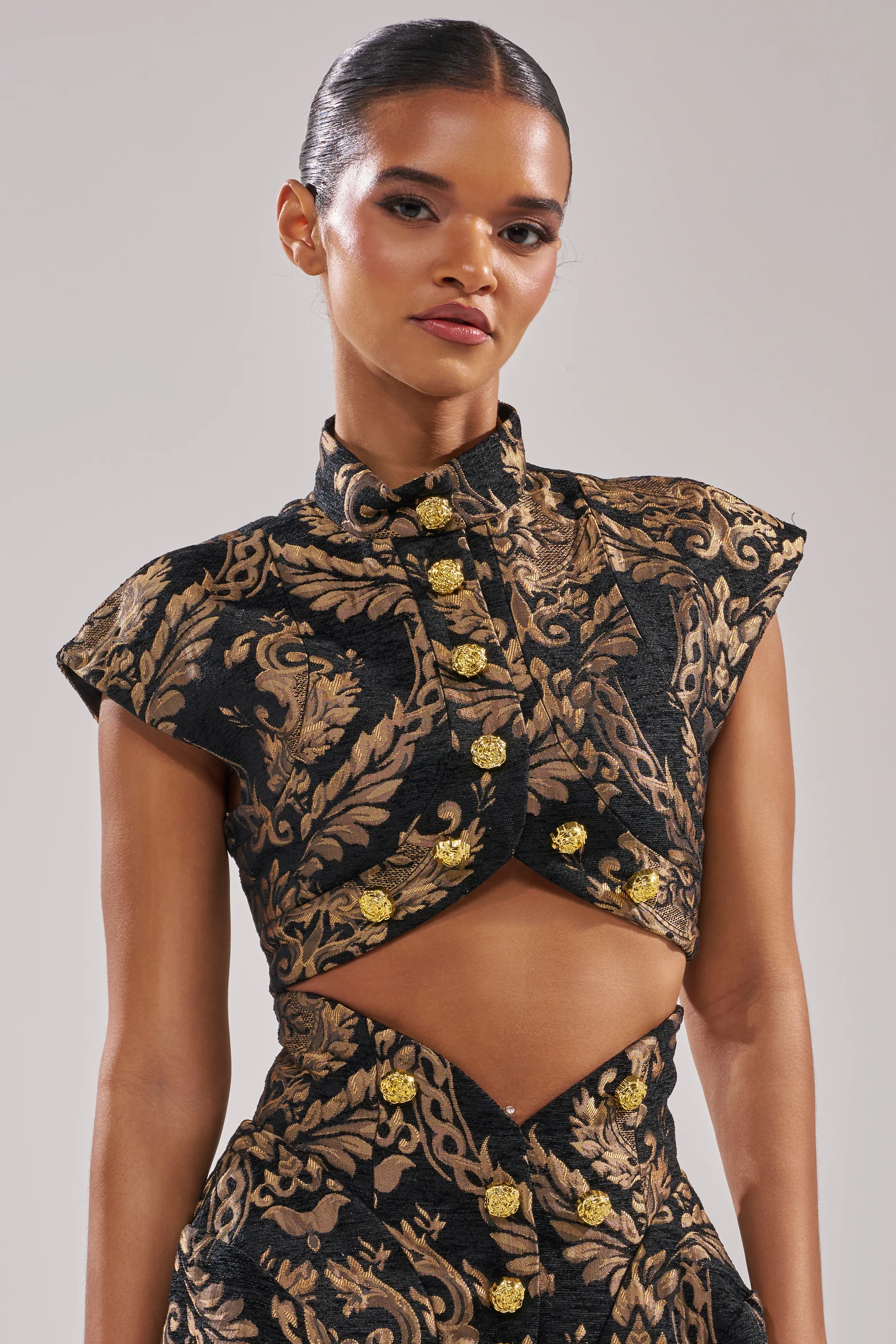 KAYLA BROCADE SLEEVELESS BLOUSE - Image 3