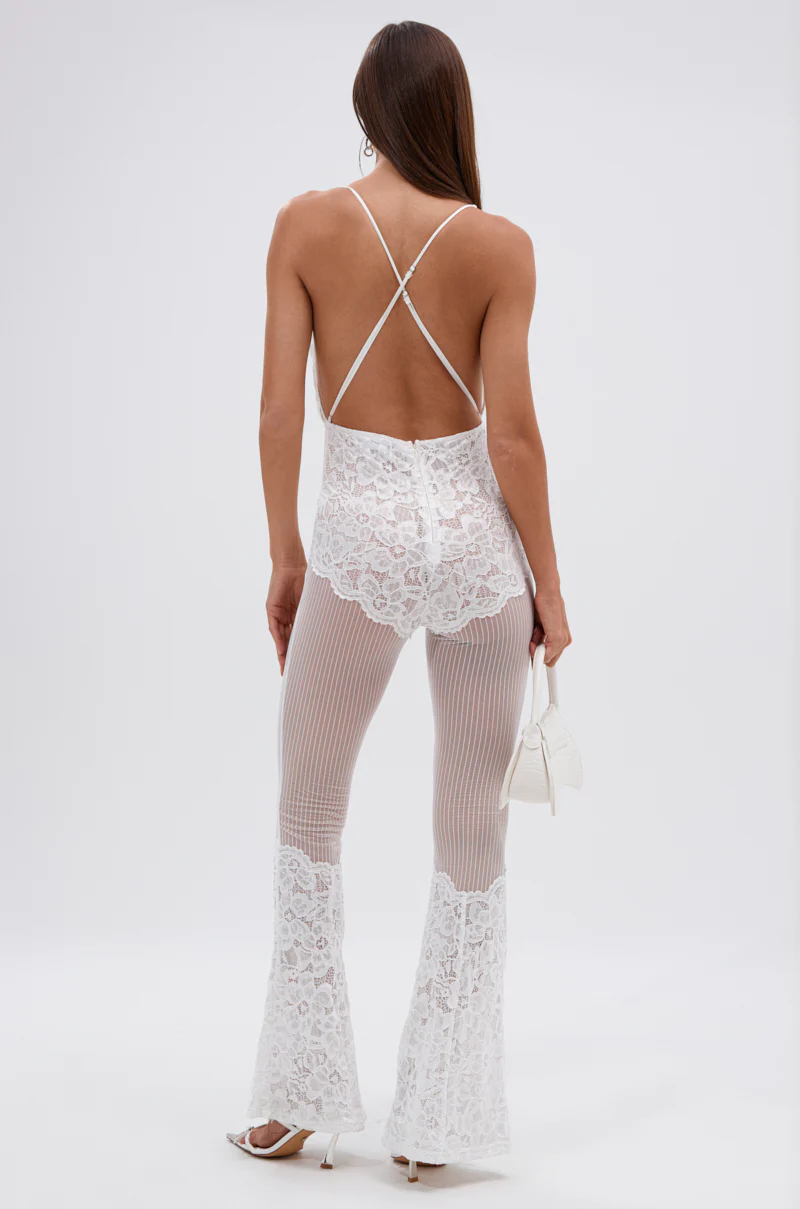 KEEP ON WALKIN MESH JUMPSUIT IN WHITE - Image 4
