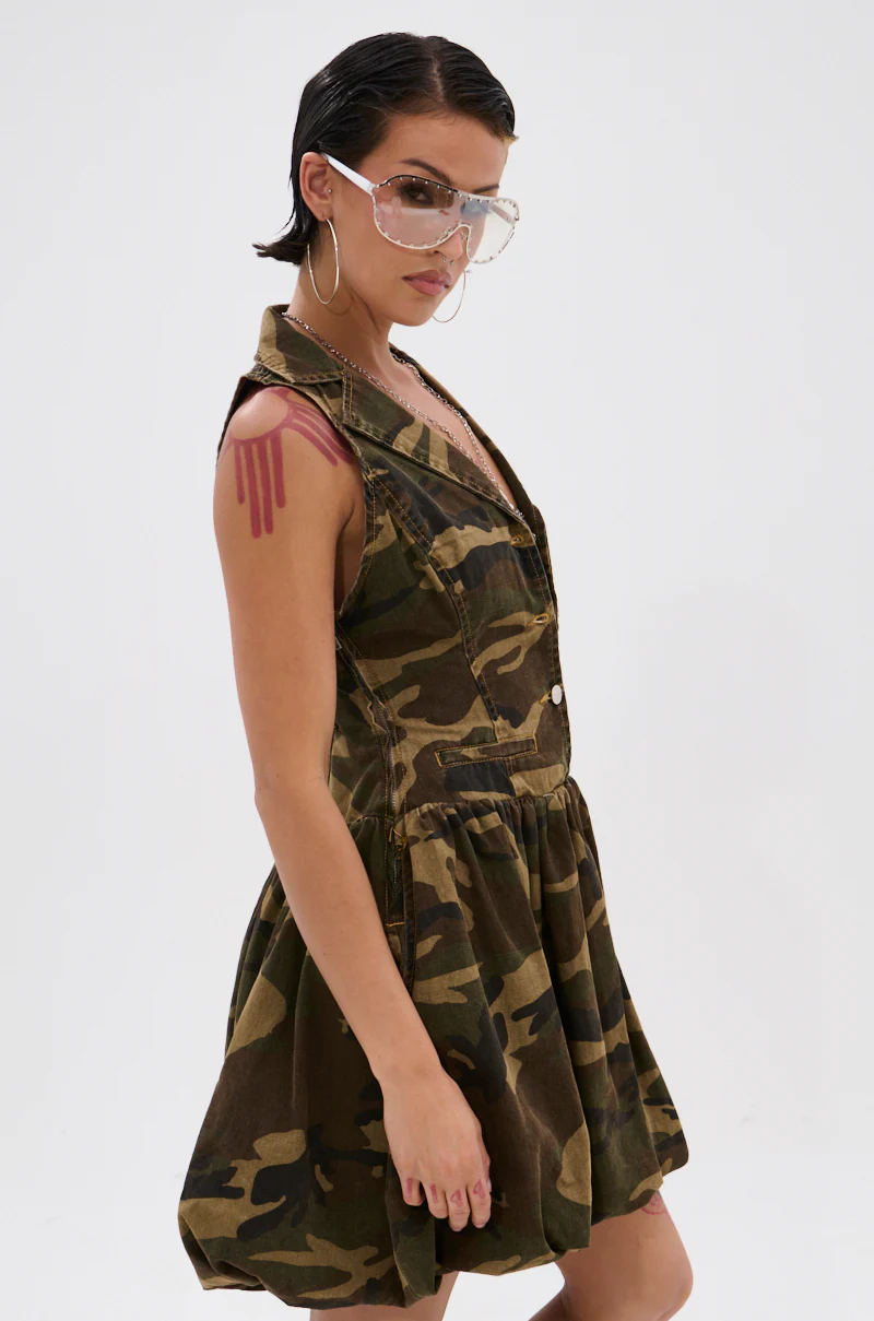 KELLY CAMO DENIM MINI DRESS - Image 3