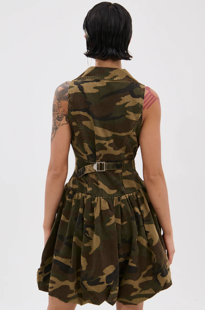 KELLY CAMO DENIM MINI DRESS - Image 4