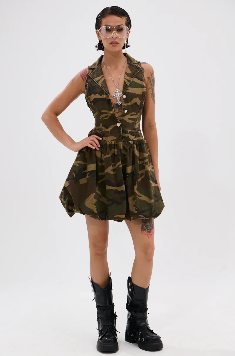 KELLY CAMO DENIM MINI DRESS - Image 5