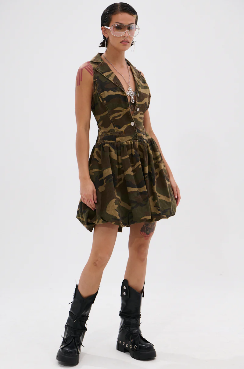 KELLY CAMO DENIM MINI DRESS - Image 6