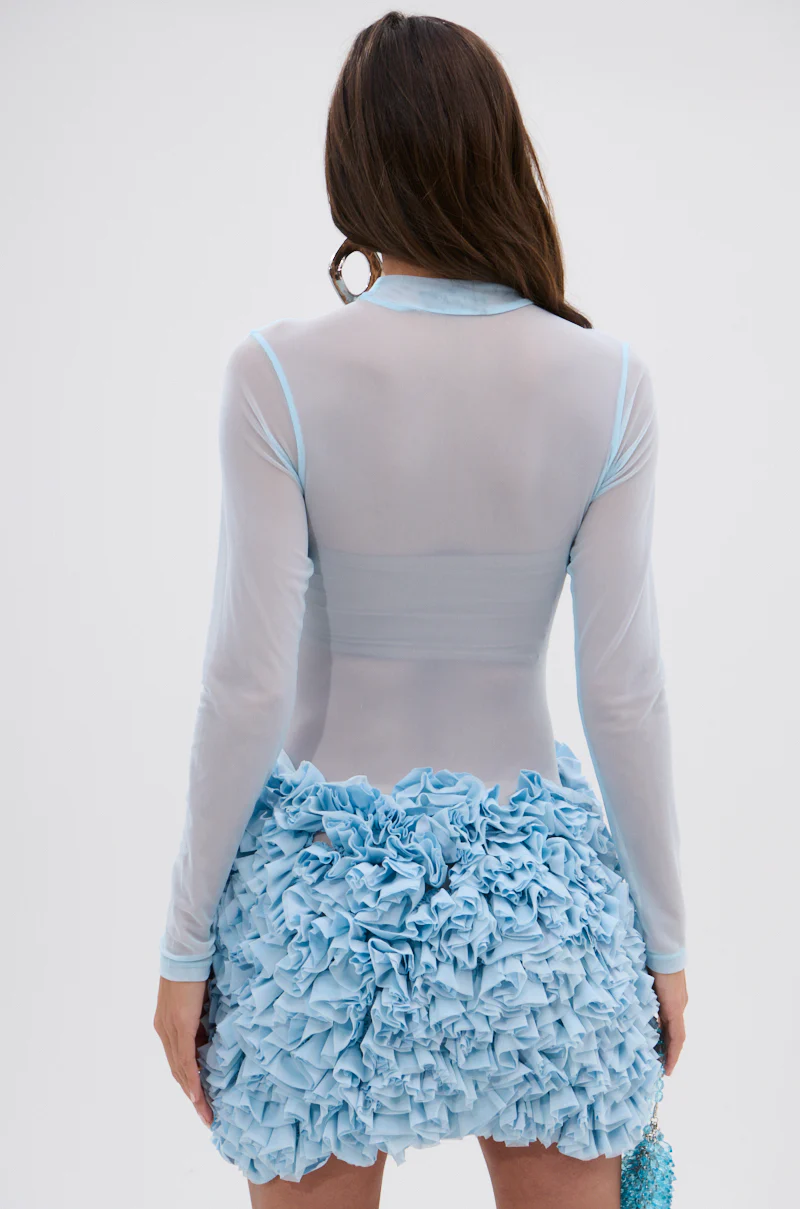 KELYN MESH MINI DRESS IN BLUE - Image 6