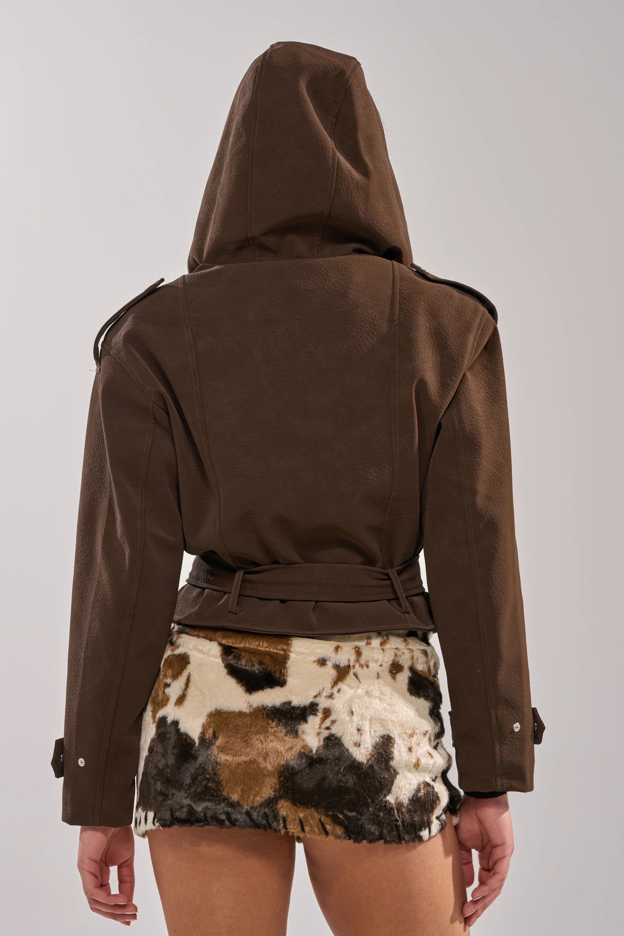 KIRA SUEDE EFFECT HOODED MOTO - Image 4