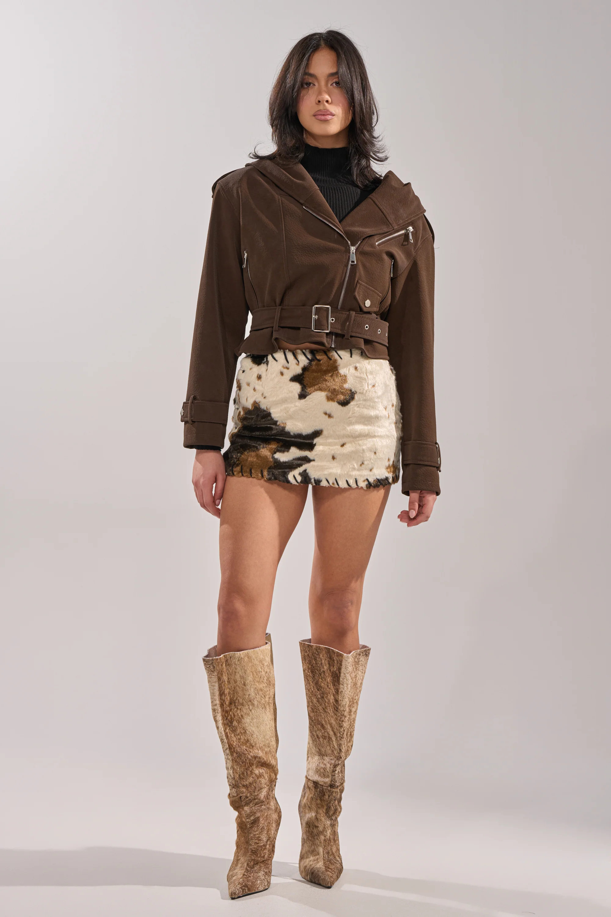 KIRA SUEDE EFFECT HOODED MOTO - Image 5