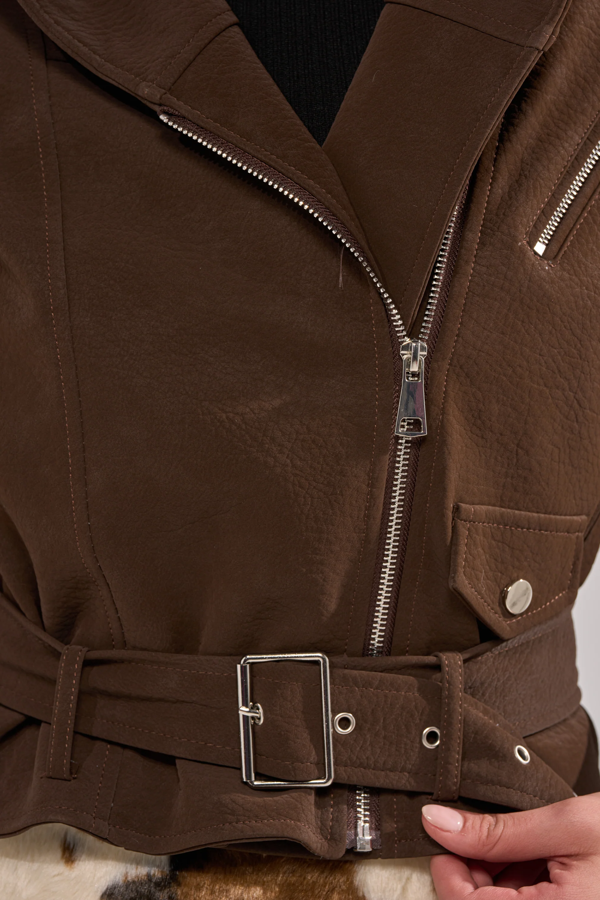 KIRA SUEDE EFFECT HOODED MOTO - Image 6